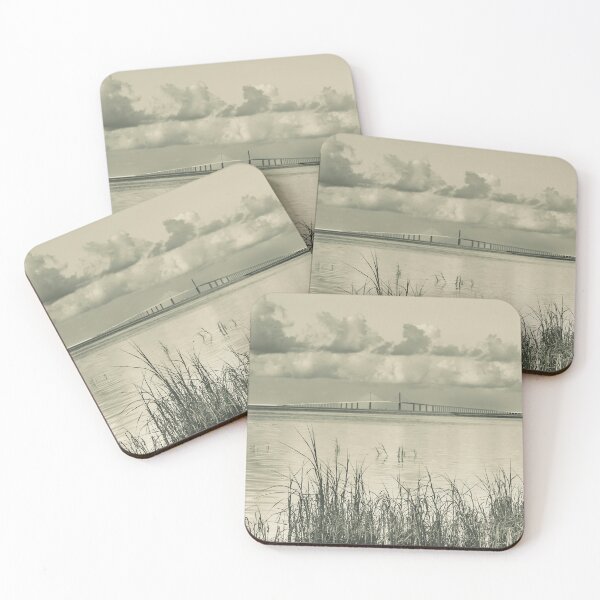 Item preview, The iconic Sunshine Skyway Bridge stretches in sepia majestically across Tampa Bay in Pinellas County Florida designed and sold by EyezWatchin.