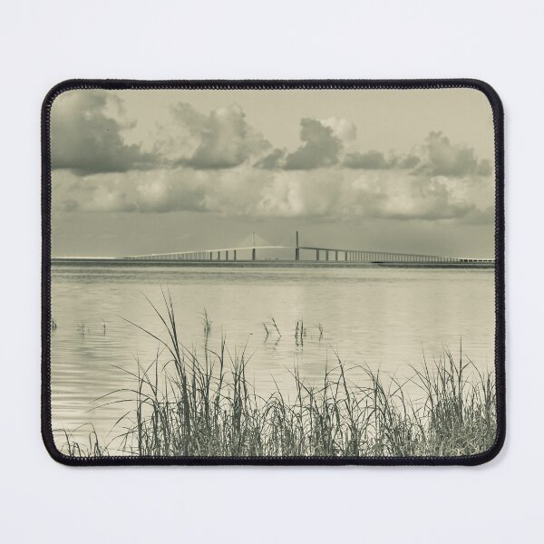 Item preview, The iconic Sunshine Skyway Bridge stretches in sepia majestically across Tampa Bay in Pinellas County Florida designed and sold by EyezWatchin.