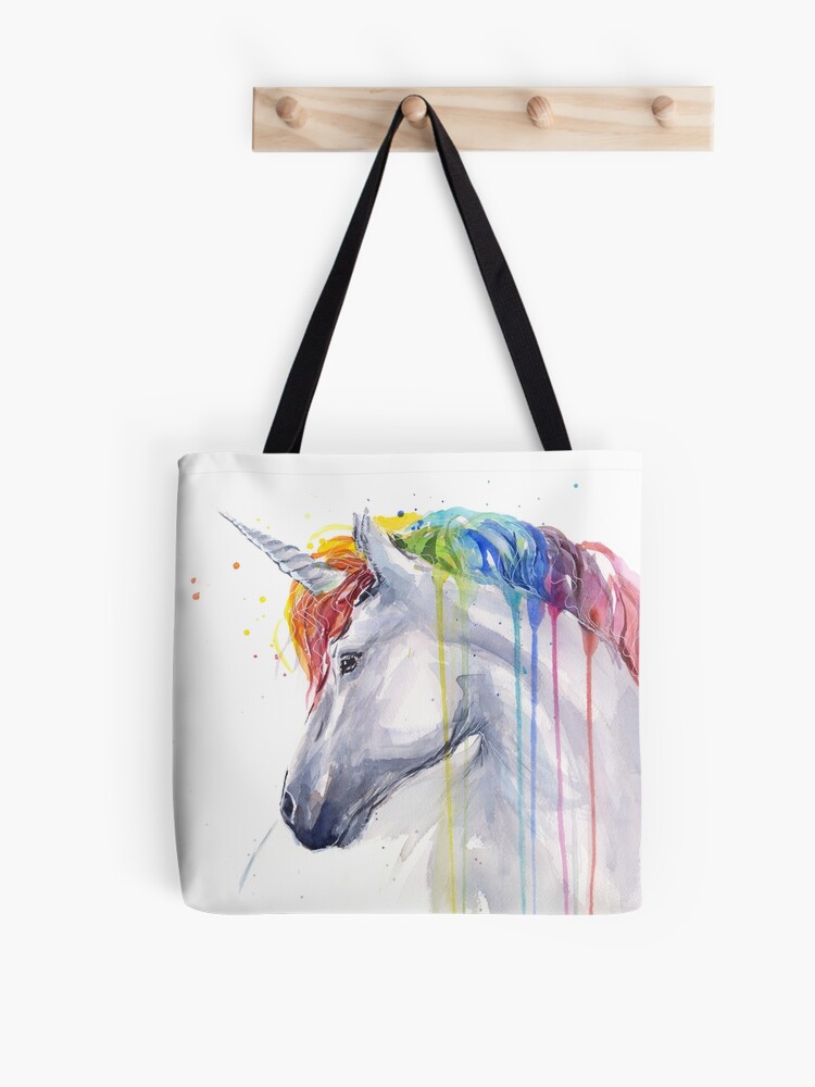 Rainbow Unicorn Watercolor Weekender Tote Bag by Olga Shvartsur - Pixels