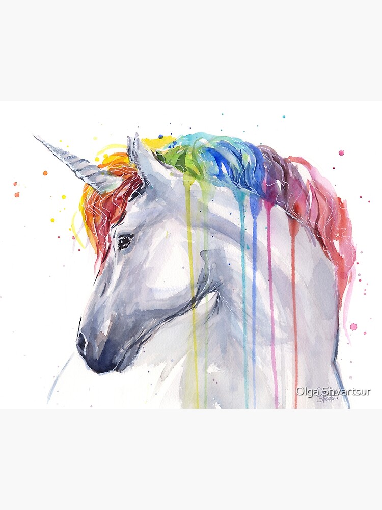 Rainbow Unicorn Watercolor Postcard for Sale by Olga Shvartsur