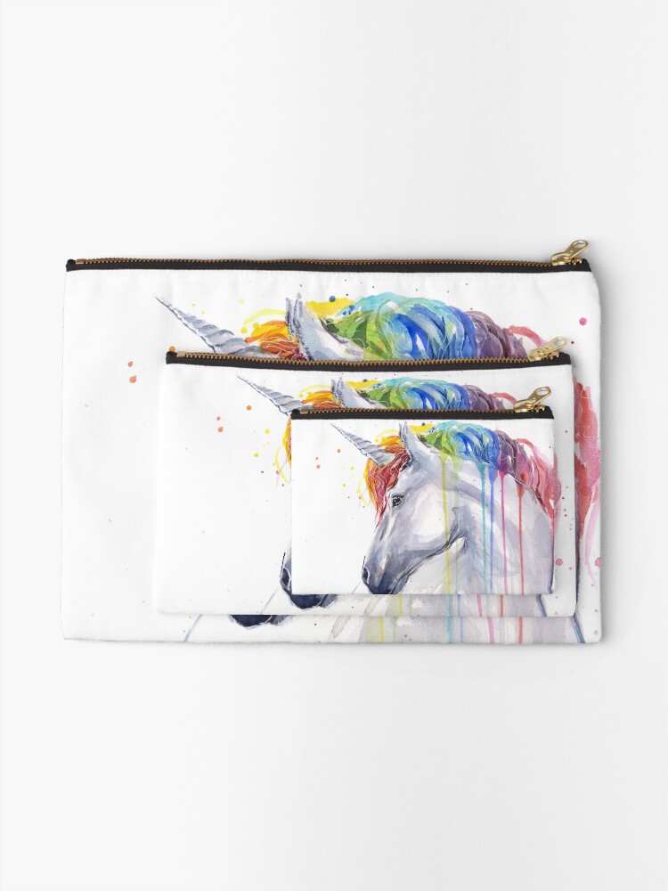 Alternate view of Rainbow Unicorn Watercolor Zipper Pouch