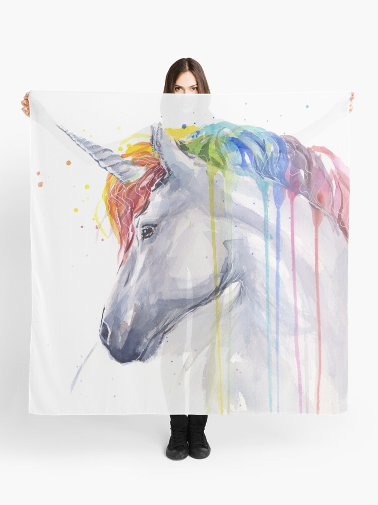 Download Rainbow Unicorn Watercolor Scarf By Olga Shvartsur Redbubble