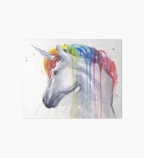 Rainbow Unicorn Watercolor Art Board Print