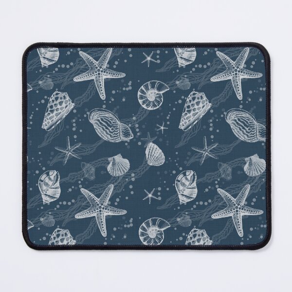 Item preview, White Seashells on Navy Background designed and sold by smnessen.