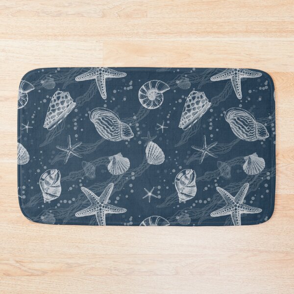 Item preview, White Seashells on Navy Background designed and sold by smnessen.