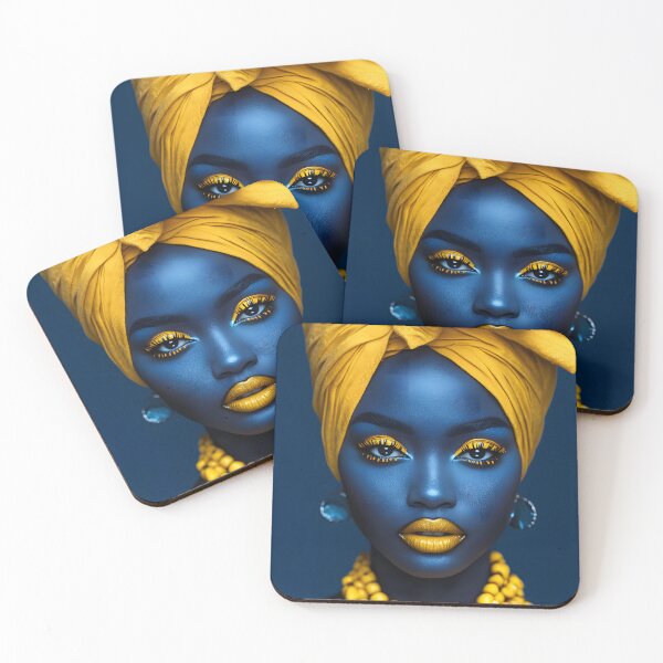 Item preview, Bold artistic expression in blue and yellow portrait. designed and sold by Artessie.