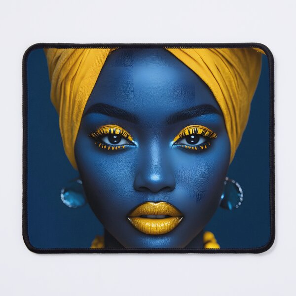 Item preview, Bold artistic expression in blue and yellow portrait. designed and sold by Artessie.