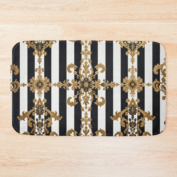 Item preview, White & Black Striped Gold Damask designed and sold by DesignsByPrnces.