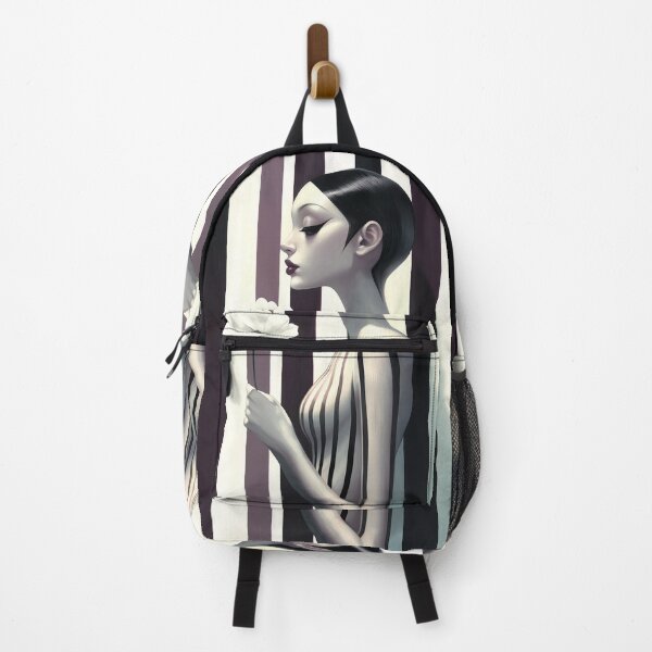 Item preview, Striped Elegance. Demure lady with flower design. designed and sold by Shoot-The-Moon.