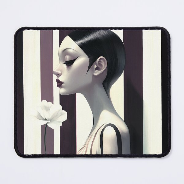 Item preview, Striped Elegance. Demure lady with flower design. designed and sold by Shoot-The-Moon.