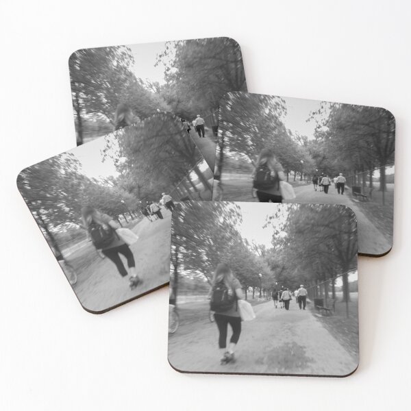 Item preview, A monochrome scene captures people walking and biking along a tree-lined path in a The National Mall Washington DC 2011 designed and sold by EyezWatchin.