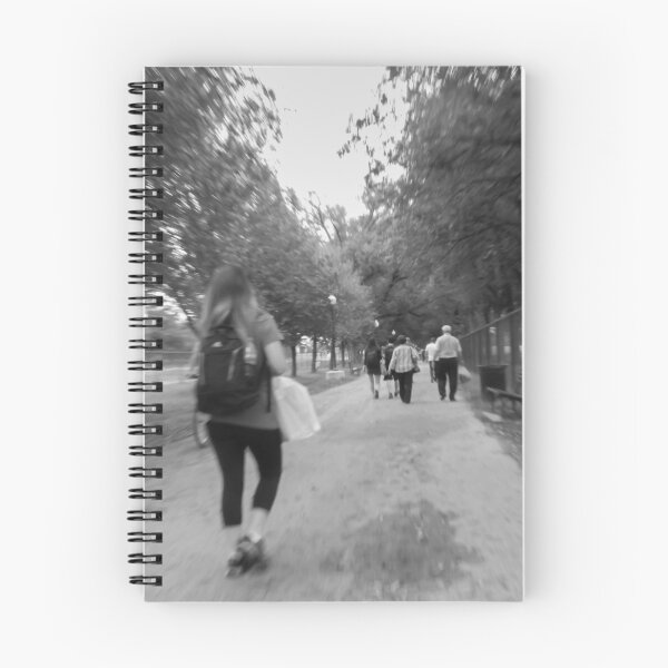 Item preview, A monochrome scene captures people walking and biking along a tree-lined path in a The National Mall Washington DC 2011 designed and sold by EyezWatchin.