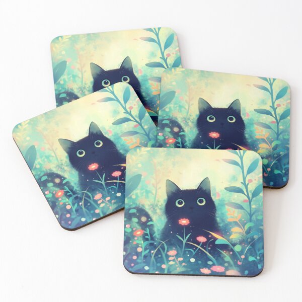 Item preview, Black Cat in a Dreamy Forest of Lights designed and sold by AshiraCreations.
