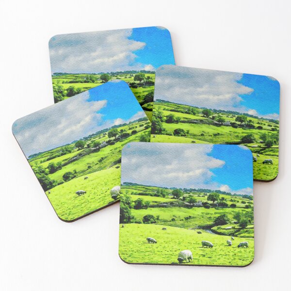 Item preview, Idyllic watercolor depiction of Lake District countryside with grazing sheep designed and sold by GestaltImagery.