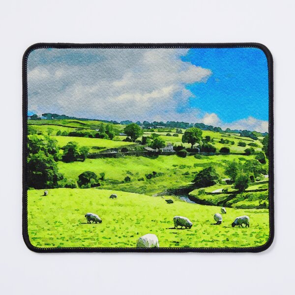 Item preview, Idyllic watercolor depiction of Lake District countryside with grazing sheep designed and sold by GestaltImagery.