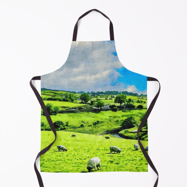 Item preview, Idyllic watercolor depiction of Lake District countryside with grazing sheep designed and sold by GestaltImagery.