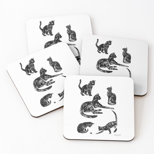 Item preview, A Family Of Black Marble kittens and mother cat designed and sold by Hillary Holt.