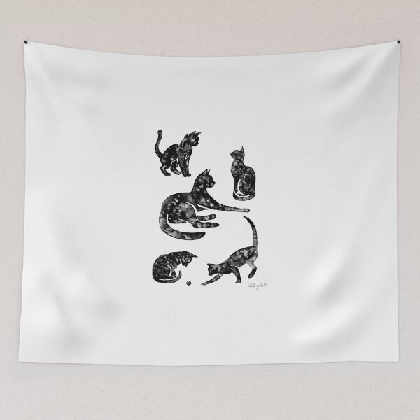 Item preview, A Family Of Black Marble kittens and mother cat designed and sold by Hillary Holt.