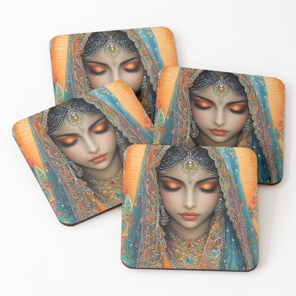 Item preview, Mystical woman in ornate attire with colorful halo designed and sold by Artessie.