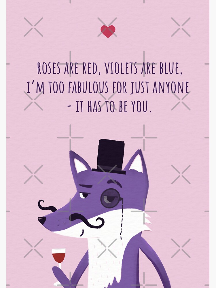 Thumbnail 3 of 3, Sticker, I’m too fabulous for just anyone - it has to be you - Valentine with Purple Fox Milord designed and sold by ItsPurpleFox.