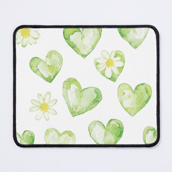 Item preview, Green Hearts and Daisy Watercolor Pattern designed and sold by LuminaFlourish.