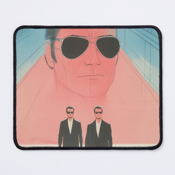 Item preview, Stylized illustration of two men in sunglasses walking confidently against a vibrant backdrop in an urban setting designed and sold by anytka.