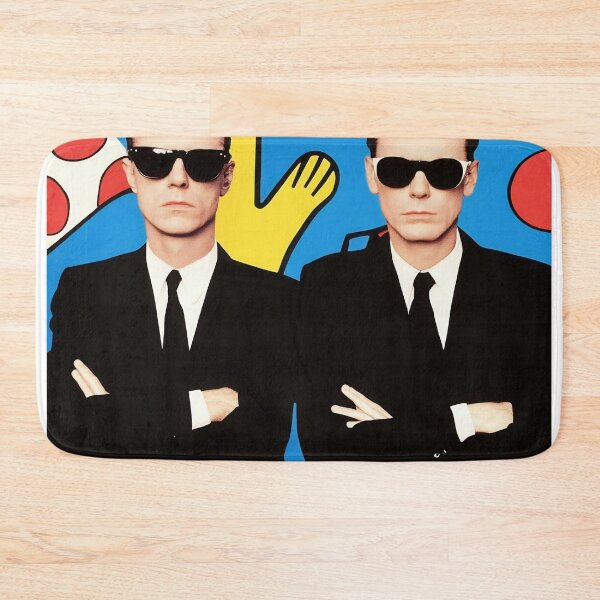Item preview, Two men in black suits and sunglasses pose confidently against a colorful abstract background featuring bold shapes and designs designed and sold by anytka.