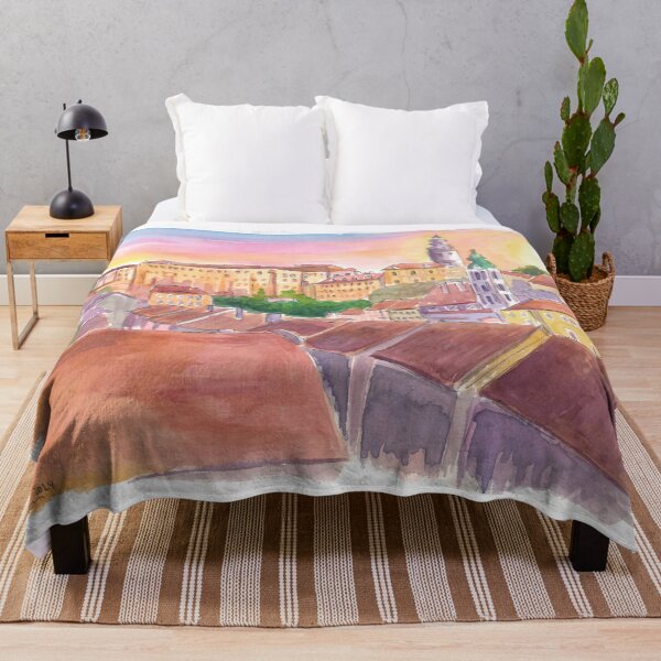 Item preview, Golden Sunset Over the Rooftops of Český Krumlov's Historic Old Town designed and sold by artshop77.