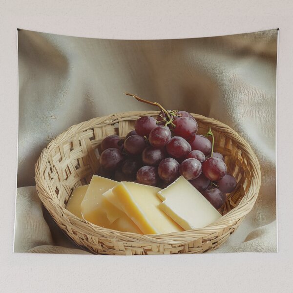 Item preview, Cheese and grapes in a basket designed and sold by anytka.