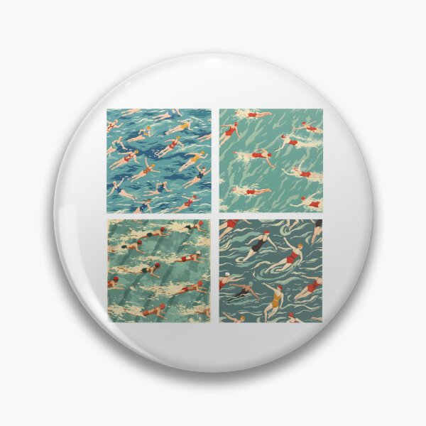Item preview, Synchro swimmers retro pattern stickers designed and sold by Wildflow Creations.
