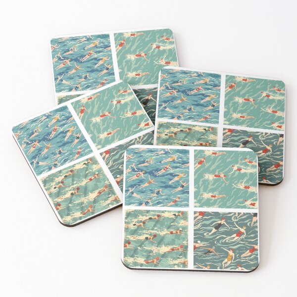 Item preview, Synchro swimmers retro pattern stickers designed and sold by Wildflow Creations.