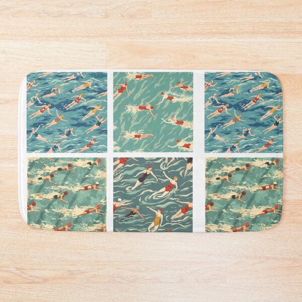 Item preview, Synchro swimmers retro pattern stickers designed and sold by Wildflow Creations.