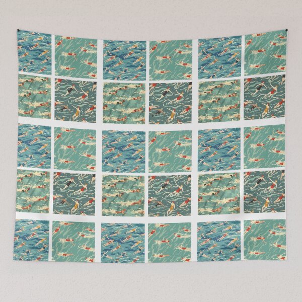 Item preview, Synchro swimmers retro pattern stickers designed and sold by Wildflow Creations.