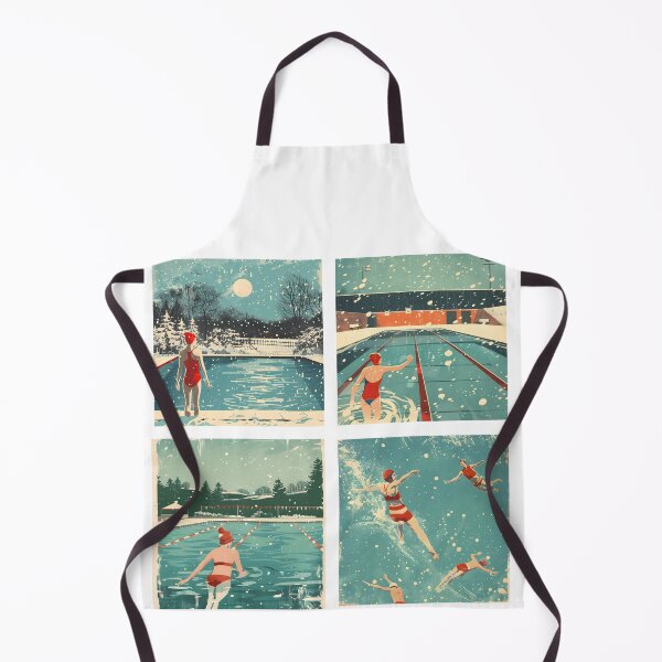 Item preview, Winter swimming outside in the pool while snowing - retro stickers designed and sold by Wildflow Creations.