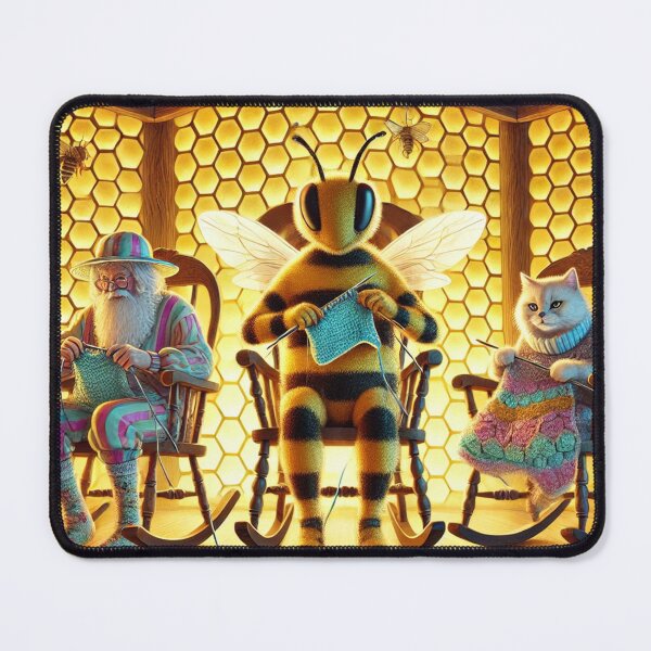 Item preview, Beekeeper Grandpa, cat, and bee are knitting designed and sold by DamioPolArt.