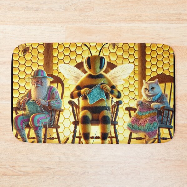 Item preview, Beekeeper Grandpa, cat, and bee are knitting designed and sold by DamioPolArt.