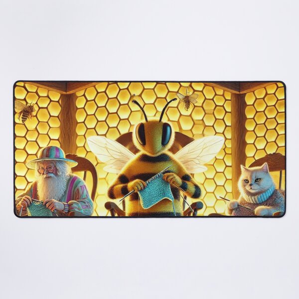 Item preview, Beekeeper Grandpa, cat, and bee are knitting designed and sold by DamioPolArt.