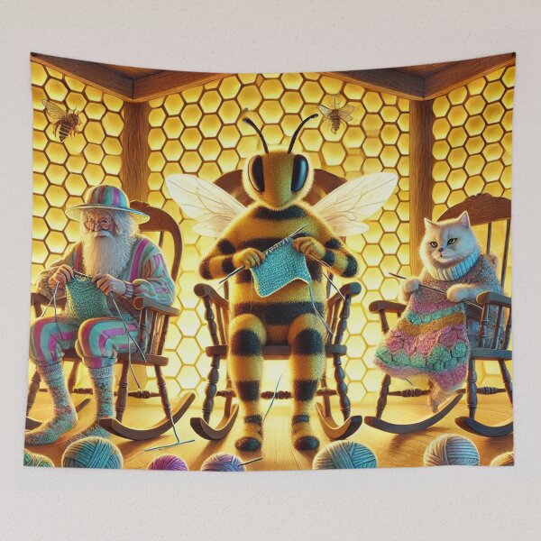 Item preview, Beekeeper Grandpa, cat, and bee are knitting designed and sold by DamioPolArt.