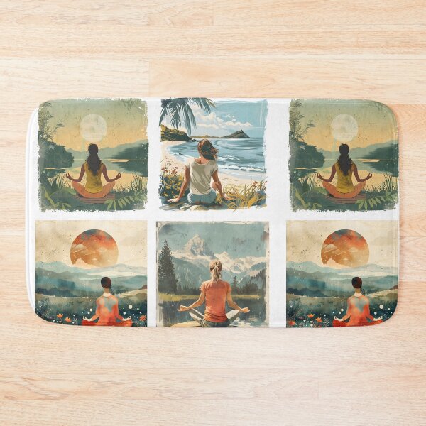 Item preview, Woman meditating in beautiful scenery stickers designed and sold by Wildflow Creations.