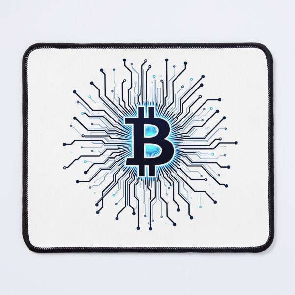 Item preview, Blue Bitcoin Symbol in Digital Crypto Network designed and sold by The Hustlin' 4 My Family Designs.