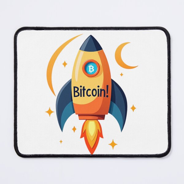 Item preview, Bitcoin Rocket in Orange and Blue Design designed and sold by The Hustlin' 4 My Family Designs.