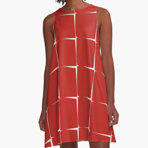 Item preview, Mid Century Modern Flux Minimalist Check Grid Pattern in Red and Cream designed and sold by kierkegaard.
