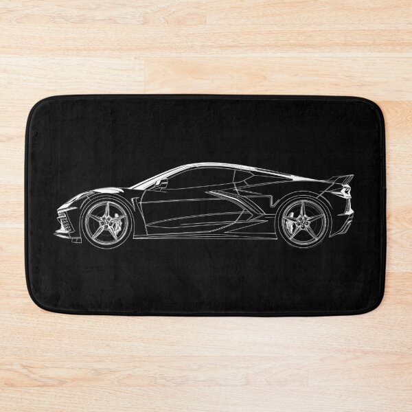 Artikelvorschau, Schwarze Chevy Corvette C8 z06 Linienillustration entworfen und verkauft von blackdogshop.