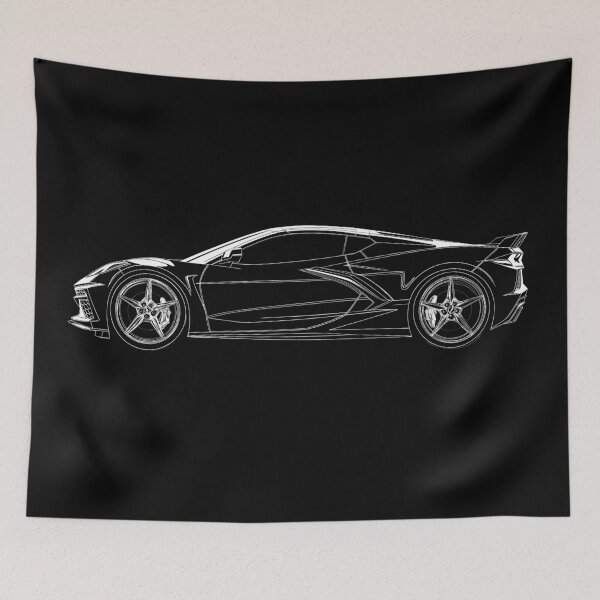 Item preview, Black Chevy Corvette C8 z06 line Illustration designed and sold by blackdogshop.