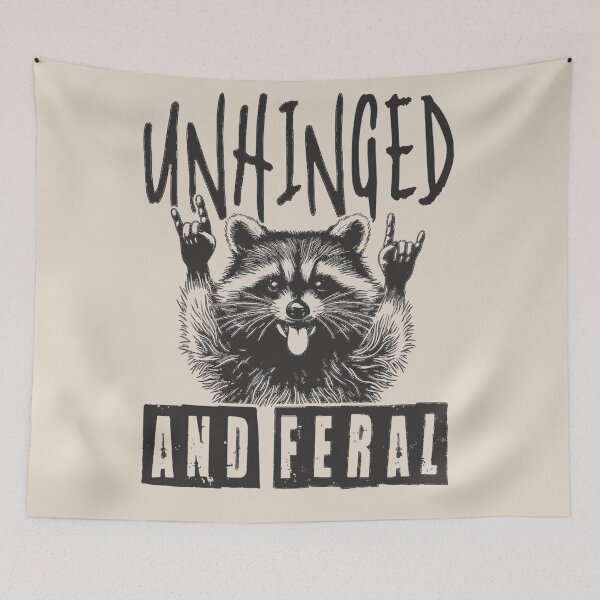 Item preview, UNHINGED and Feeling Feral Raccoon, If I'm Moody Give Me Foody, Funny Raccoon Design, Animal Sarcastic Saying, Trendy Raccoon Sublimation designed and sold by FitFisher.