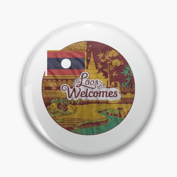 Artikelvorschau, Laos begrüßt Flagge Karte Luang Prabang, Vientiane, Mekong entworfen und verkauft von AnimalsDH305.