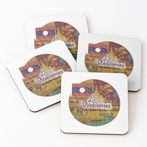 Item preview, Laos Welcomes Flag Map Luang Prabang, Vientiane, Mekong designed and sold by AnimalsDH305.