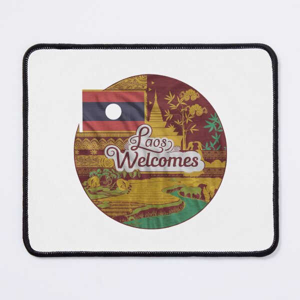 Item preview, Laos Welcomes Flag Map Luang Prabang, Vientiane, Mekong designed and sold by AnimalsDH305.