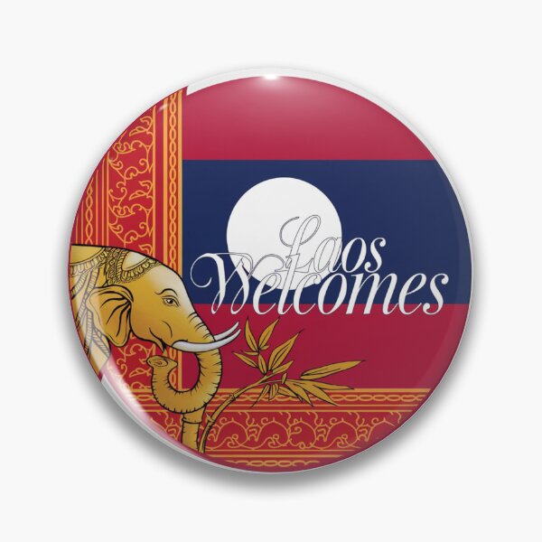 Item preview,  Laos Welcomes Flag Map Luang Prabang, Vientiane, Mekong designed and sold by AnimalsDH305.