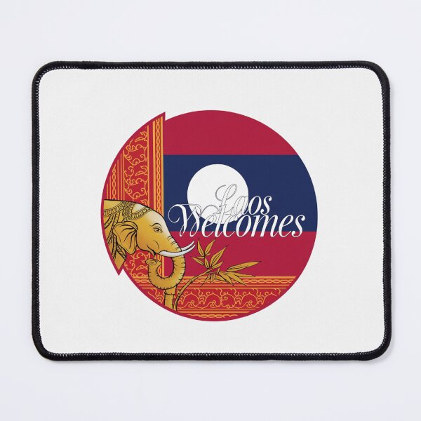 Item preview, Laos Welcomes Flag Map Luang Prabang, Vientiane, Mekong designed and sold by AnimalsDH305.